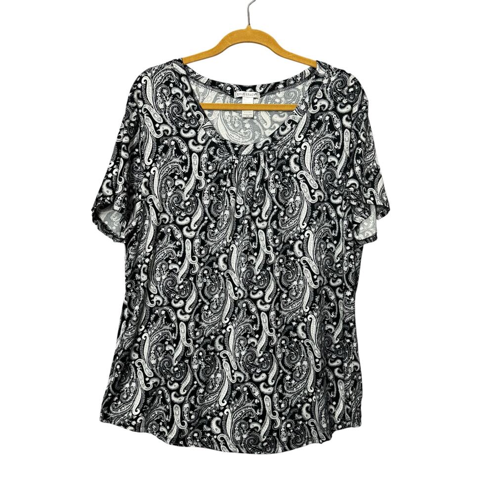 Emily Stacy Paisly Short Sleeve Top Shirt‎ Women Size 3x